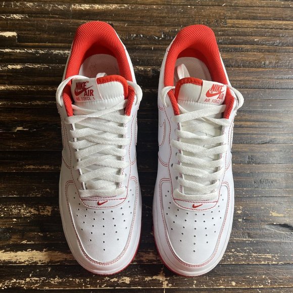 Nike Air Force 1 White University Red Contrast Stitch Men’s Size 9 - Picture 4 of 7